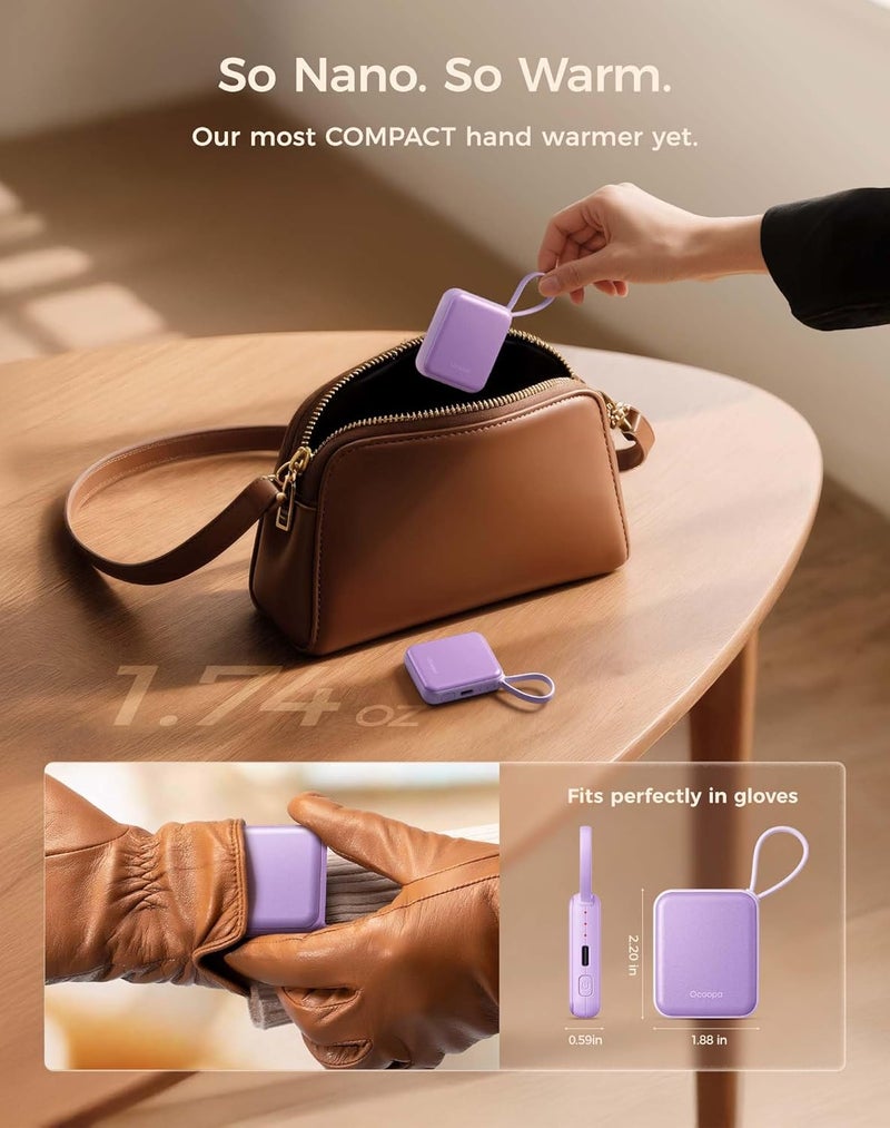 OCOOPA Hand Warmers Rechargeable, Smart Temp Control 7H*2 Long Safe Heat, Ultra Slim, Pocket-Size Design That Fits Gloves, Gifts for Women, Outdoor, Office, Commute (UT5 Nano) - Image 2